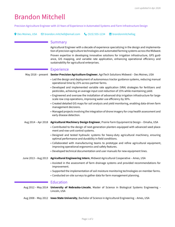 Creative resume template preview
