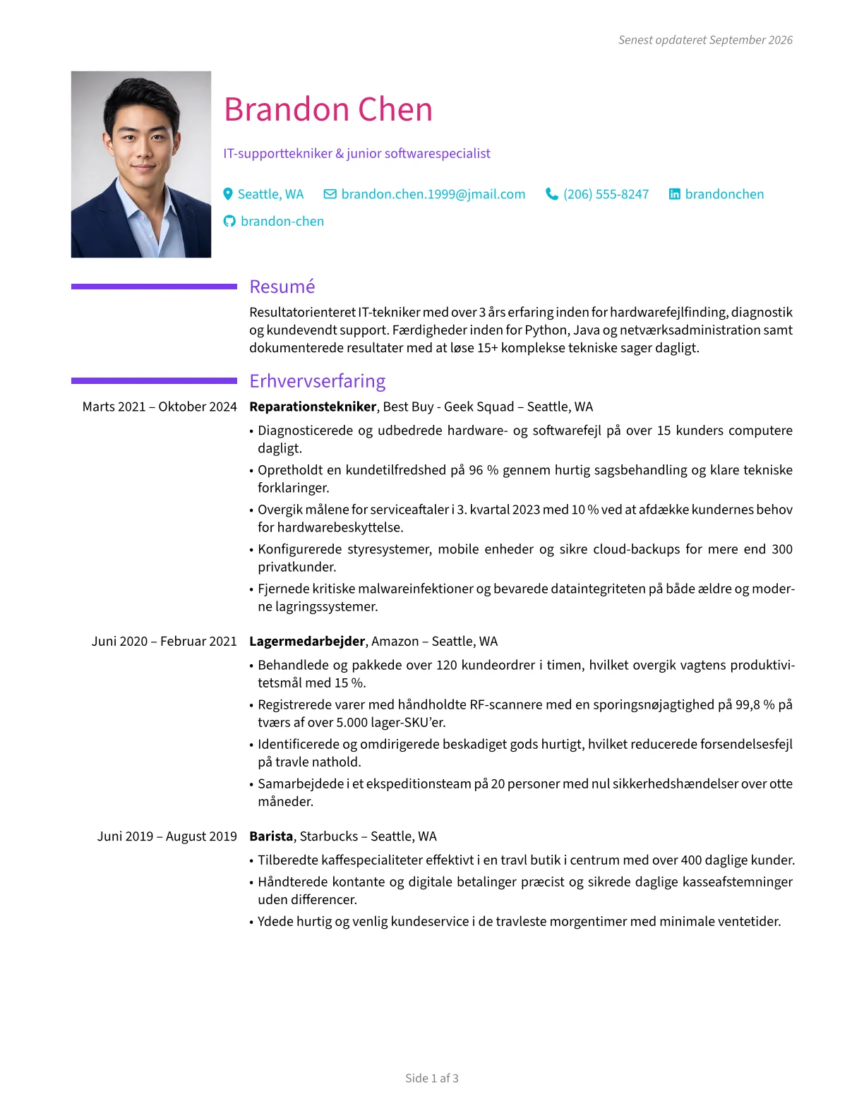 Forhåndsvisning af kreativ CV-skabelon