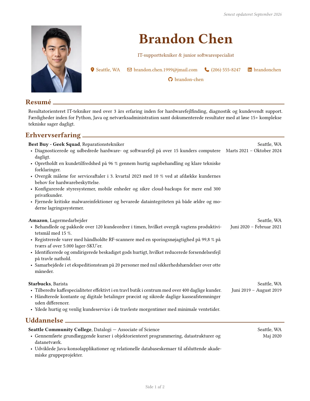 Forhåndsvisning af executive-cv-skabelon