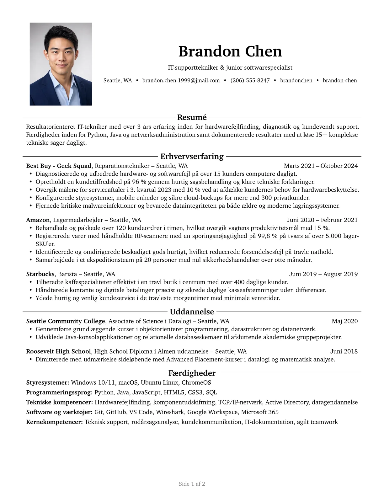 Forhåndsvisning af Harvard CV-skabelon