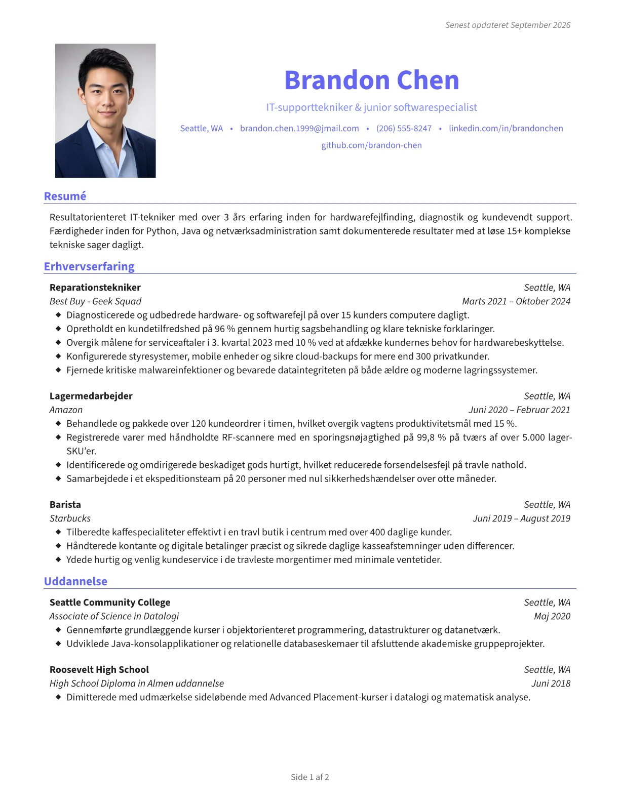 Forhåndsvisning af Midnight CV-skabelon