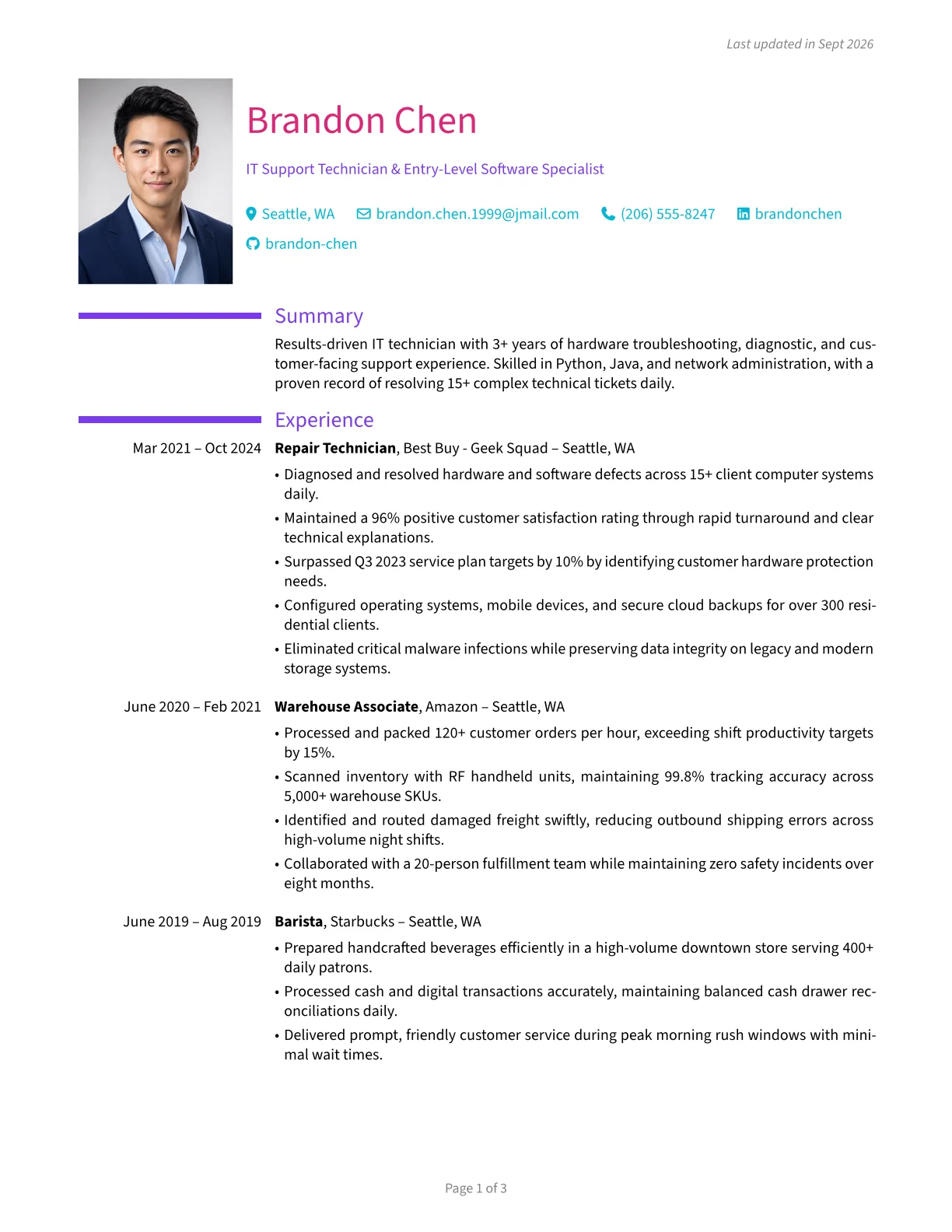 Creative resume template preview