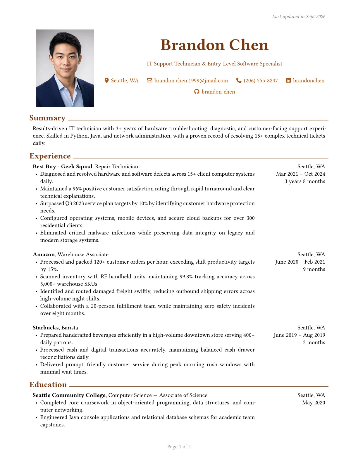 Executive resume template preview