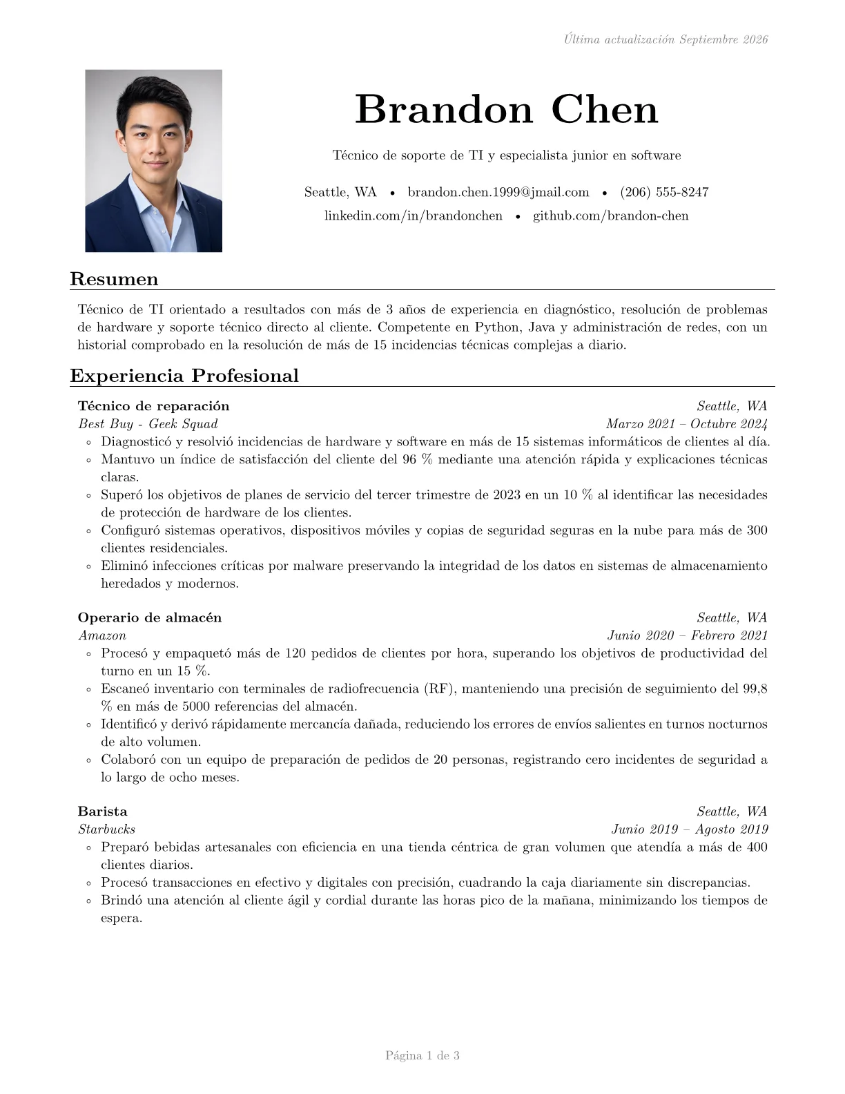Vista previa de la plantilla de CV Sb2nov