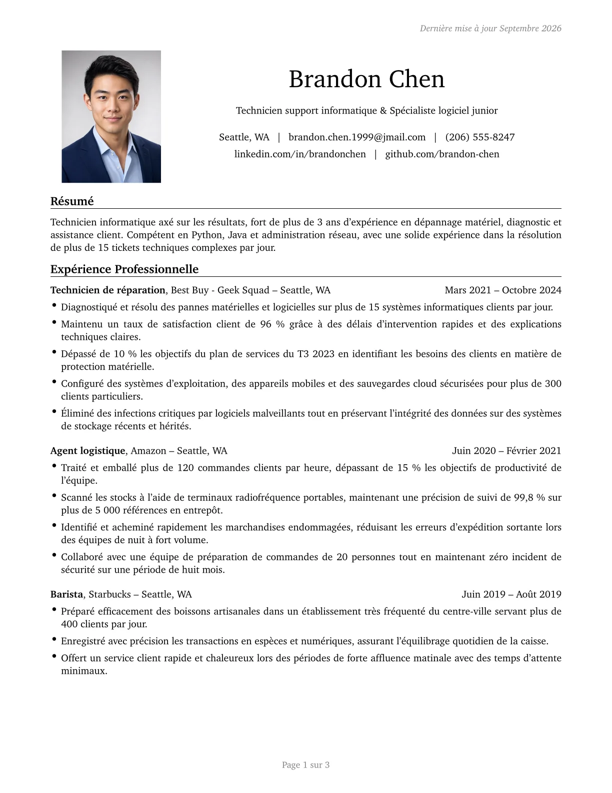 Aperçu du modèle de CV Engineering