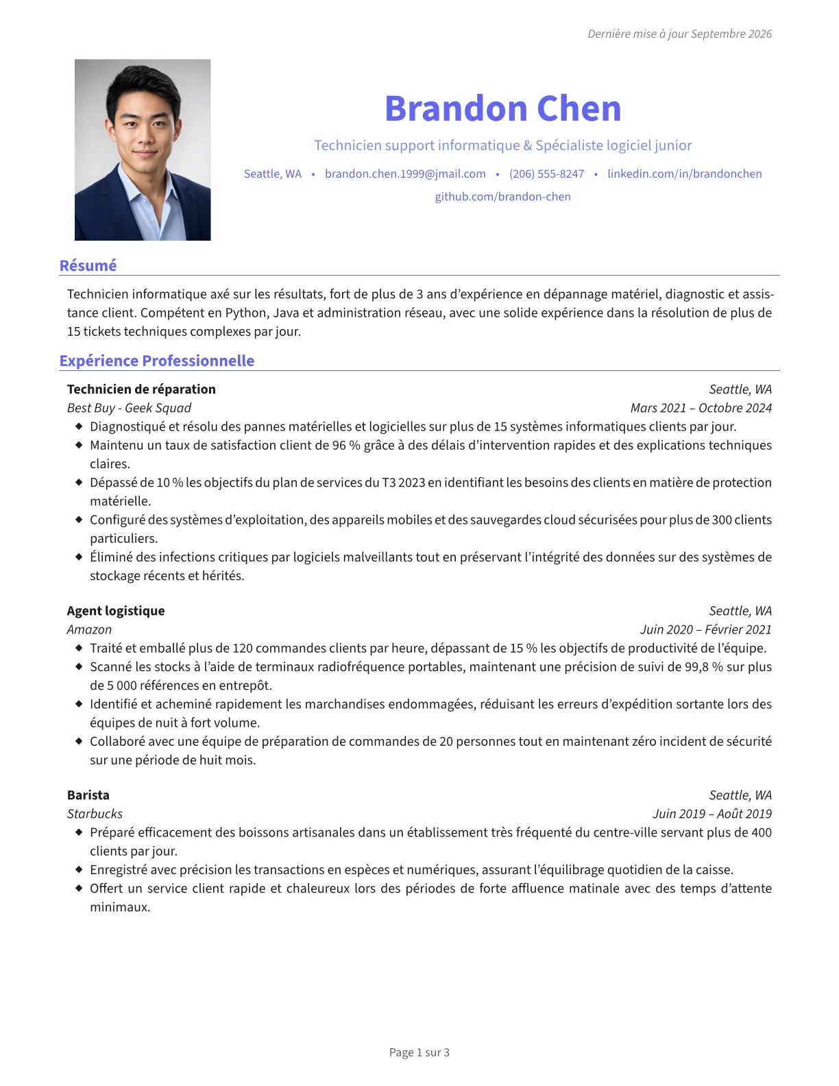Aperçu du modèle de CV Midnight