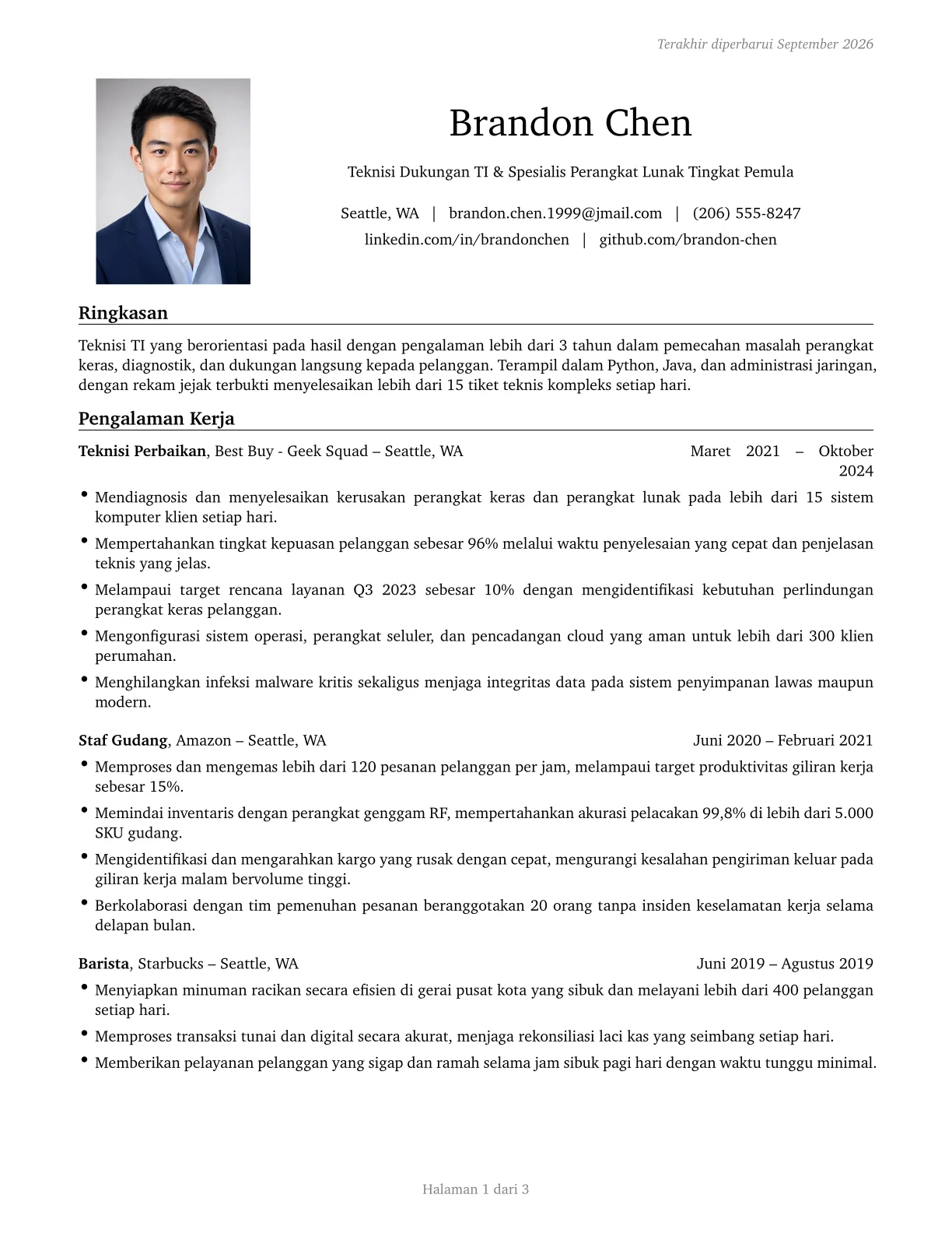 Pratinjau templat resume Engineering