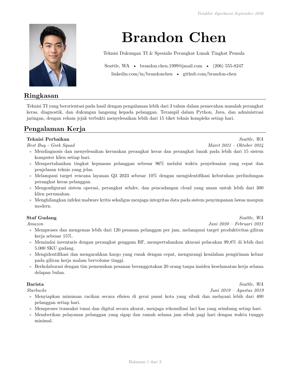 Pratinjau templat resume Sb2nov