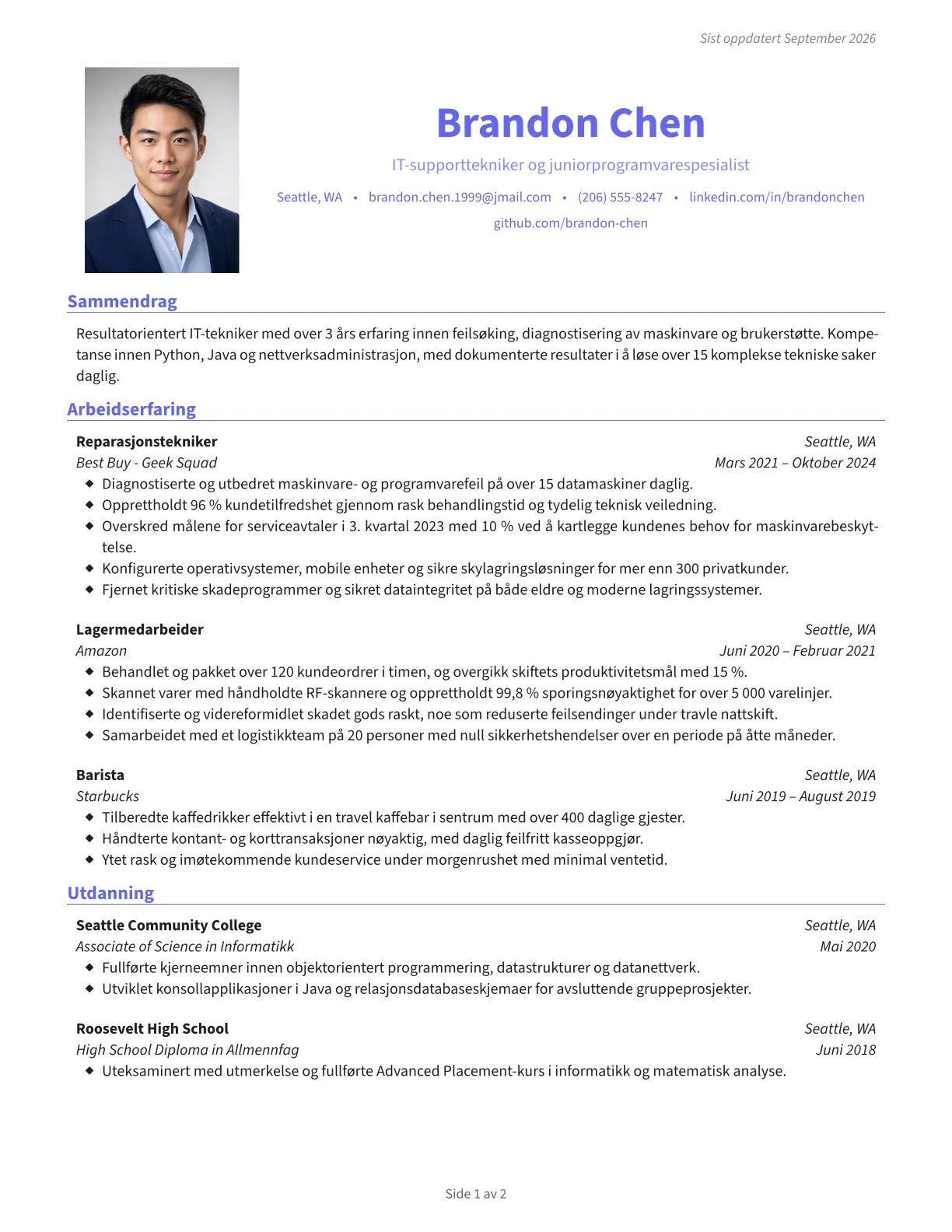 Forhåndsvisning av Midnight CV-mal