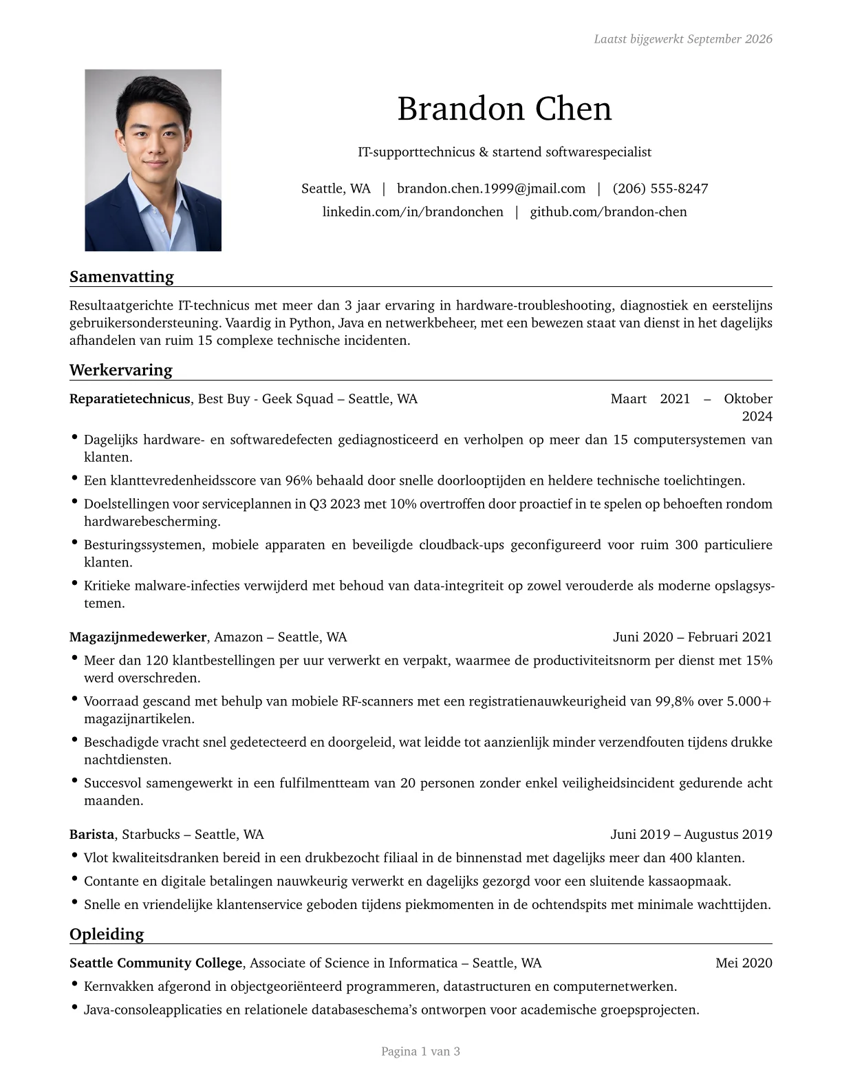 Voorbeeld van Engineering-cv-sjabloon