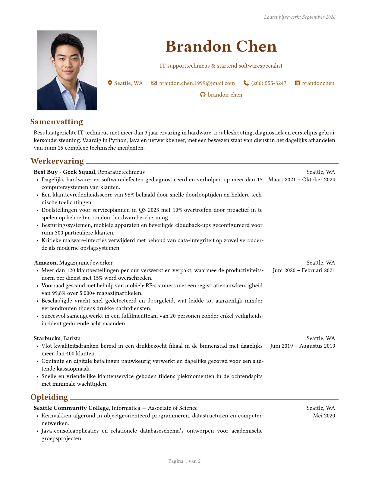 Voorbeeld van executive cv-template