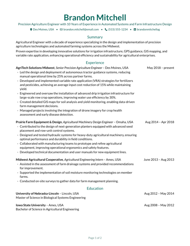Opal resume template preview