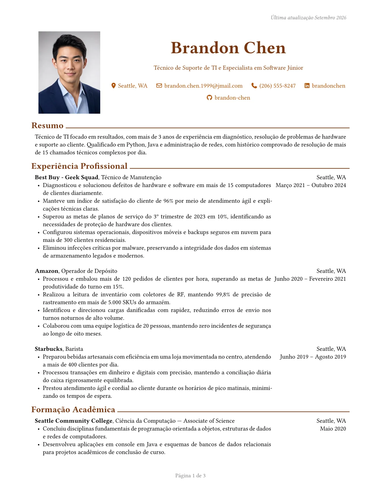 Pré-visualização do modelo de currículo executivo