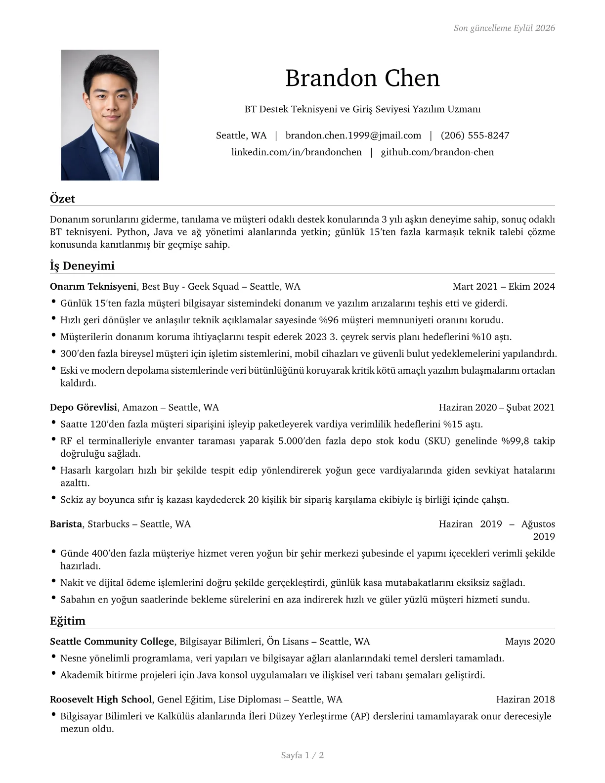 Engineering özgeçmiş şablonu önizlemesi